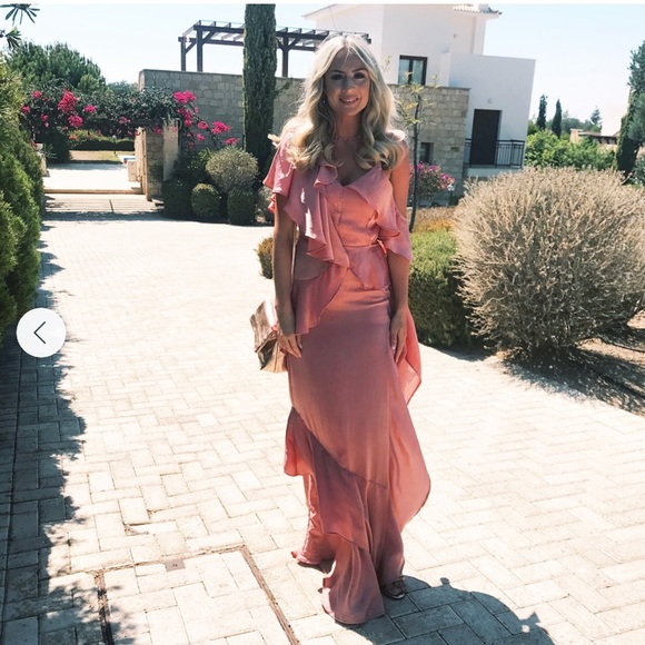 NWT coral asos asymmetrical tiered ruffle dress - Picture 3 of 9